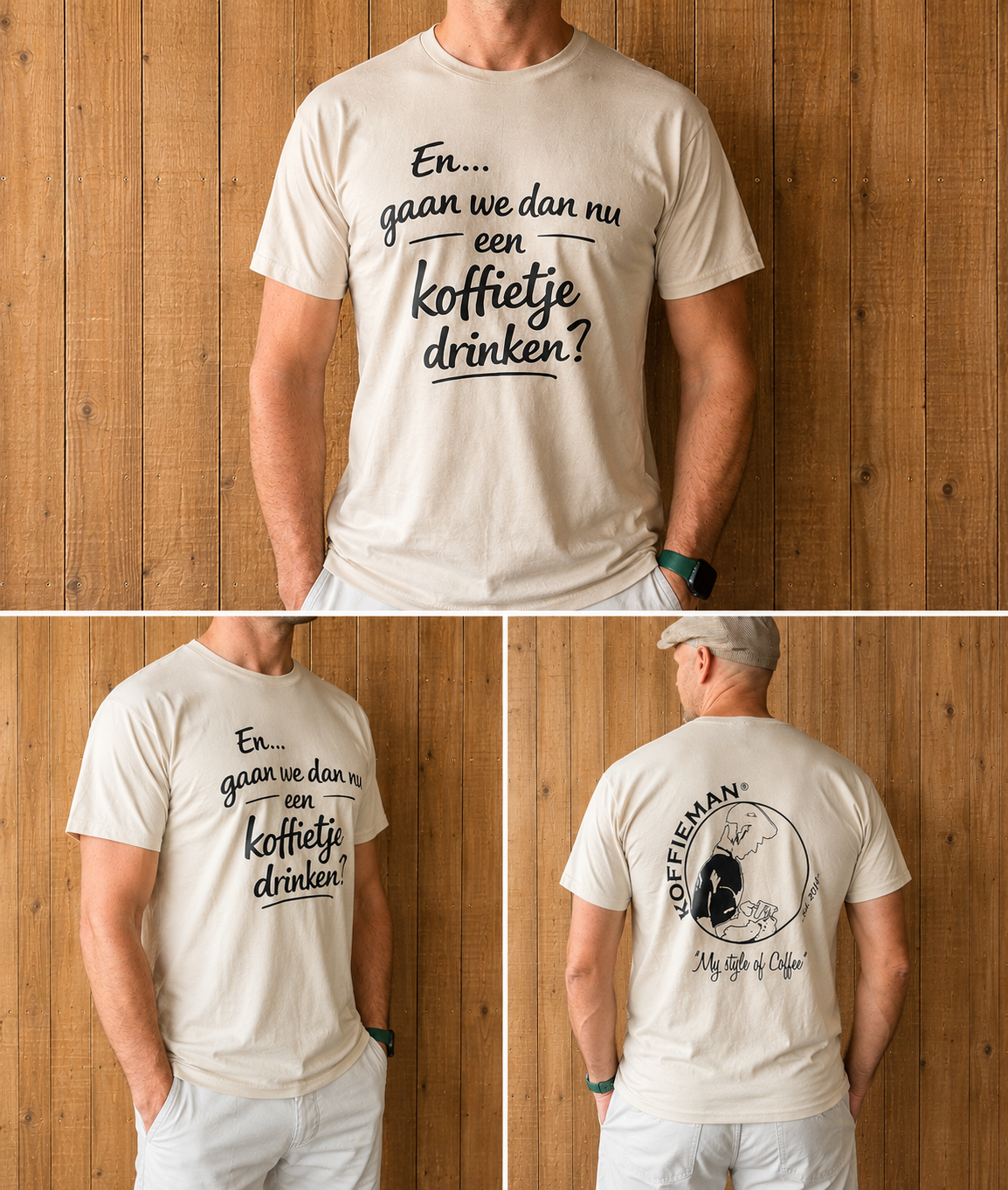 T-shirt Koffieman Beige